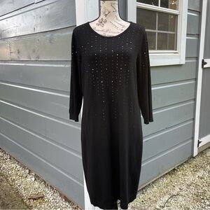 Ann Taylor Black Long Sleeve Rhinestone Sweater‎ Dress